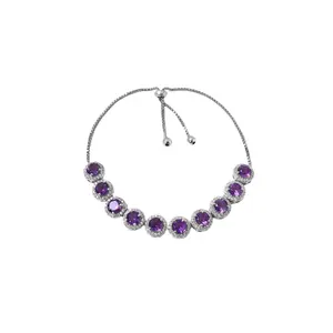 "925 Silver <b>Amethyst</b> <b>Crystal</b> <b>Bracelet</b> for Women-Adjustable Size" - Product Image 2