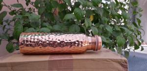 Handcrafted 1000ml Pure Copper <b>Metal</b> <b>Water</b> <b>Bottle</b> Eco-Friendly Hammered Design With Unique Patterns Ayurveda Health Benefits - Product Image 2