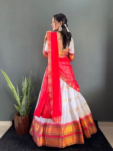 ชุด reverser lehenga choli ผ้าคอตตอนผ้าทอขอบใหญ่งานปาร์ตี้ฉลองเปิดตัว - Product Image 4