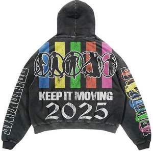 Survêtement streetwear personnalisé avec logo, imprimé en relief, délavé à l'acide, coupe évasée, broderie usée, patch en chenille - Product Image 3