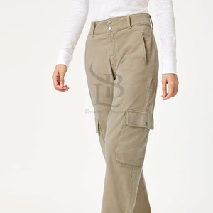 Pantalones de chándal Cargo básicos para mujer más exigentes con bolsillos laterales, pantalones Cargo informales de algodón de talla grande para mujer - Product Image 4