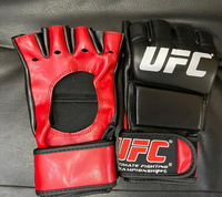 Gants de combat professionnels de haute qualité pour compétition UFC MMA, en cuir, demi-doigts, paume ouverte, pour entraînement de kickboxing, noirs