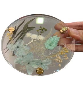 Printed Flower Design Acrylic <b>Tea</b> <b>Coaster</b> Greatest Quality Round Shape Clear Tabletop Mat and Pad <b>Coaster</b> Elegant and Durable - Product Image 1