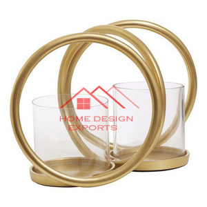 Bougeoir en T avec finition dorée en métal et aluminium, tout nouveau design, pour accessoires de décoration moderne et luxueux - Product Image 6