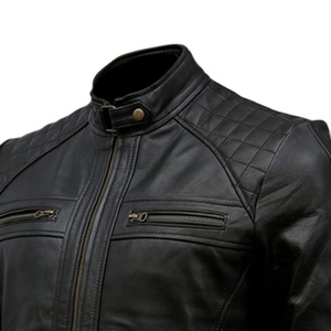 Wholesale Custom Color Sheep Skin Leather Jacket with Stand Collar Waterproof & All Sizes Available for Men - Product Image 3