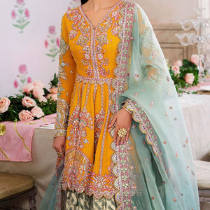 New Designer Style Heavy Embroidery Work Gharara Sharara Pakistani <b>Suits</b> <b>for</b> <b>Ladies</b> Weeding Wear With Low Price - Product Image 4