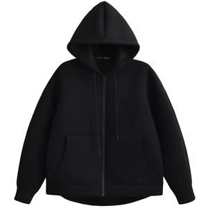 Sudadera con capucha de lana de algodón con cremallera completa para mujer, Sudadera ligera y acogedora con capucha, elegante y funcional para uso en otoño e invierno - Product Image 2