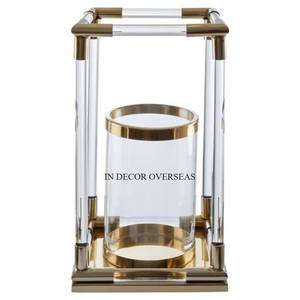 High Grade <b>Gold</b> Plated Metal And Clear Glass Made Fancy Stylish Designer Candle Holder <b>Lantern</b> From India In Impressive Price - Product Image 1