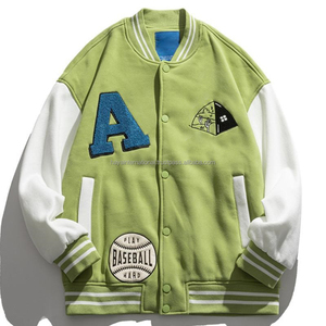 Parche de chenilla personalizado de la mejor calidad, bordado para hombre HIVJ183, chaqueta universitaria informal con cuello levantado, forro polar de algodón para invierno - Product Image 6