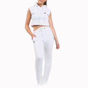 Ensemble de leggings et sweat-shirt sans manches pour femmes, mélange de coton, coupe ajustée, vêtements de détente actifs pour la production en gros OEM ODM - Product Image 1