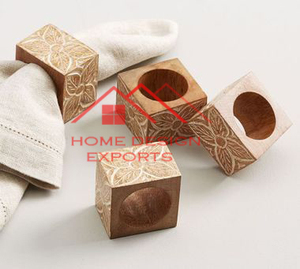 Anneau de serviette en bois Décoration de fête de cuisine Taille et forme personnalisées à prix abordable Fait à la main Unique - Product Image 4