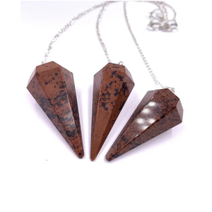 Péndulo de obsidiana de caoba de alta calidad, de cristal Natural piedra preciosa, cono facetado, Péndulo de radiestesia para péndulos curativos de Reiki, venta - Product Image 2
