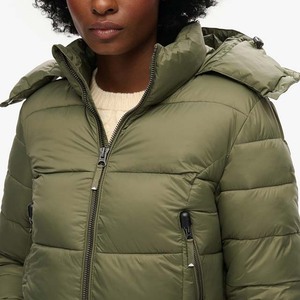 Women's Premium Quality Autumn Winter Quilted Puffer Jacket Zipper <b>Canvas</b> Breathable Polyester Lining Street Wear Wholesale - Product Image 2