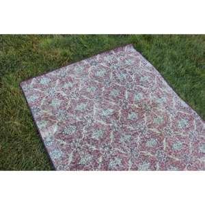 Alfombra Vintage, Alfombra Turca Decorativa de 3.8x5.3 pies, Alfombra de Lana con Bordes Rojos y Azules - Product Image 5