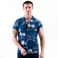Chemise Hawaïenne Homme Manches Courtes 100% Coton Anti-Plis Imprimée pour Vacances à la Plage – Vente en Gros