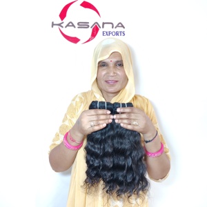 Extensions de cheveux humains indiens Remy 100 % naturels, alignés sur les cuticules, non traités, double trame, ondulations profondes, pour femmes, vente en gros - Product Image 2