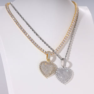 Rope <b>Chain</b> Pendant Necklace for <b>Men</b> and Women with Textured Cuban Link Heart Jewelry Design - Product Image 3