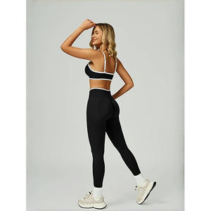Ensembles de yoga d'entraînement, haut et leggings réversibles, respirants, tissu extensible léger, confort athlétique, ajustement confortable, 2 pièces, écologiques - Product Image 2