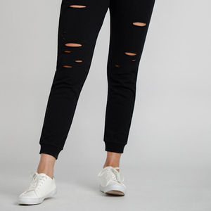 New Arrivals Solid Color <b>Thick</b> <b>Legging</b> Custom Women Sweatpants With Drawstring Waist Distressed Joggers - Product Image 2