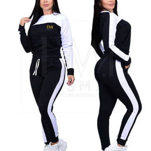 Trending Women's Winter Solid Sweating Custom Printed Logo 100% Cotton 2-Piece Long Sweatsuit Set para niñas - Product Image 1