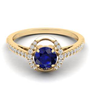 Anillos de Compromiso REYES Elegance de Oro Rosa Macizo de 14K con Diamantes y Halo para Mujer, Anillo de Zafiro Azul, Joyería Fina, Gran Venta - Product Image 6