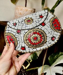 Bolso de mano de metal tradicional de mosaico, hecho a mano, para fiesta de metal de mosaico, monedero de mujer indio hecho de f s i - Product Image 3
