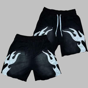 Haute qualité 100% coton respirant tricoté hommes Sweat Shorts Vintage personnalisé brodé Patch Logo dessin été acide Plus - Product Image 3