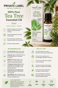 Huile Essentielle d'Arbre à Thé 100% Pure 10ml Marque Privée OEM |   Huile Essentielle Naturelle pour Soins de la Peau et des Cheveux |   Espagne UE - Product Image 3