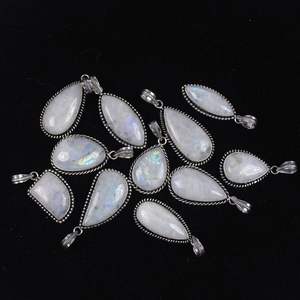 White <b>Moonstone</b> Cabochon Pendant Wholesale <b>Moonstone</b> Pendant Silver Plated Pendant Silver Jewellery <b>Necklace</b> - Product Image 4