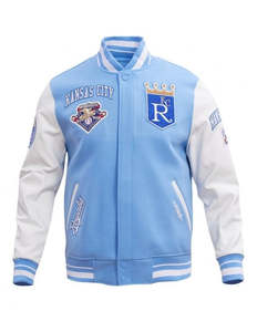 เสื้อแจ็กเก็ตผ้าขนรอยัลพร้อมแขนหนังงานปักตามสั่งพิมพ์ลายสำหรับนักเรียนฐานโรงเรียน - Product Image 1