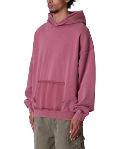 Sudaderas con capucha de lana lavada vintage de gran tamaño para hombre, ropa de calle, sudaderas con bolsillo de canguro, logotipo personalizado al por mayor 2026 - Product Image 4