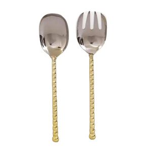Nouveau style de vaisselle fine et légère en acier avec miroir, couverts en bois très vendus, ensemble de cuillères fourchettes à beurre - Product Image 3