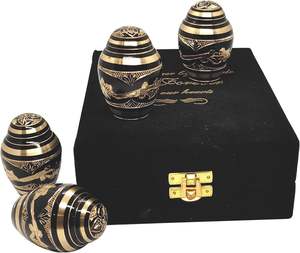 Classic <b>Small</b> Mini Cremation Keepsake <b>Urns</b> <b>for</b> <b>Human</b> <b>Ashes</b> Set of 4 - Black Colour - Product Image 4