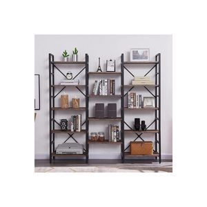 Librería marrón de 165x170cm de estilo escandinavo moderno con 14 estantes y marco de metal de 170cm de profundidad - Product Image 3