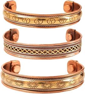 Handcrafted <b>Copper</b> Magnetic Vintage Star Design Unisex Bangles and Cuff <b>Bracelets</b> for Style and Wellness - Product Image 1