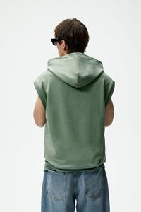 High Quality Oversize <b>Sleeveless</b> <b>Hoodie</b> Solid Color Breathable Lightweight Gym <b>Hoodie</b> Bodybuilding Casual Sweatshirts For <b>Men</b> - Product Image 2