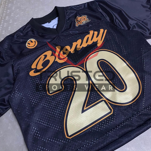 Maillot de football américain en maille respirante, impression par transfert thermique, vêtements de sport à marque privée, taille plus, entraînement court, pratique - Product Image 5