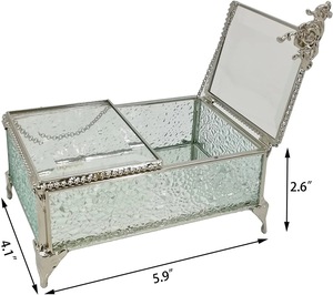 Thủy tinh lưu trữ đồ trang sức box với bạc kim loại khung thân thiện với môi Home lưu trữ <span class=keywords><strong>Organizer</strong></span> cho phụ nữ Phụ Kiện - Product Image 6