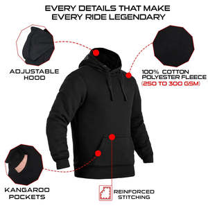 OEM ODM pour sweat à capuche de moto doublé de Kevlar, 100% coton, hiver, niveau 2 CE, fermeture éclair de protection, col à capuche, motif uni, numérique - Product Image 3