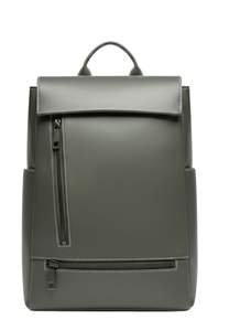 Sac à dos moderne en cuir véritable pour homme, sac à dos pour ordinateur portable d'affaires avec poignée supérieure, poches à fermeture éclair sur le devant et fermeture à rabat sécurisée - Product Image 2