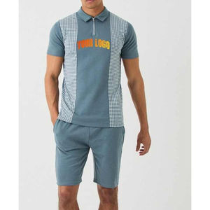 ชุดกางเกงขาสั้นสองชิ้นสำหรับผู้ชายชุดเสื้อยืดและเสื้อเชิ้ตแนวสตรีทสำหรับผู้ชายฤดูร้อนชุดกางเกงขาสั้นและเสื้อเชิ้ตแบบสั่งทำสำหรับผู้ชาย - Product Image 1