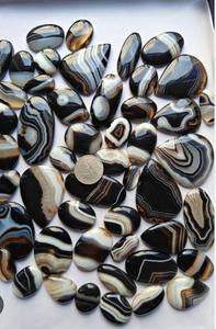 Cabujón de Ágata Rayada Natural de Diseño, Joyería de Ágata Rayada, Gema de Ágata Rayada, Ágata Rayada Negra - Product Image 3