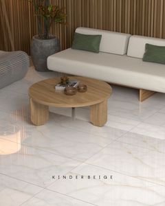 Carrelage en marbre de porcelaine beige brillant de qualité supérieure 600x1200 mm pour salon et usage commercial par le meilleur fabricant indien - Product Image 3