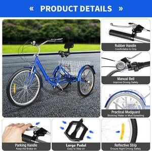 Triciclo Plegable para Adultos de 24 Pulgadas, 7 Velocidades, Bicicleta de 3 Ruedas, con Canasta de Carga, Capacidad de 95 kg, el Mejor Marco - Product Image 5