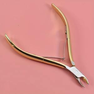 Tijeras Profesionales de Acero Inoxidable para Remover Cutículas, 1/3 Piezas, Color Beige, Resistentes, Doradas, con Puntas Dentadas, Herramientas de Pedicura - Product Image 1