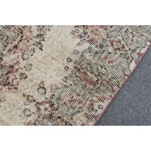 3.8x6.6 ft Rug, Turkish Vintage Rug, <b>Brown</b> <b>Wool</b> Rug - Product Image 5