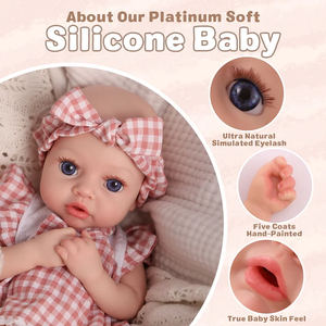 Poupée Babeside <span class=keywords><strong>Dolly</strong></span> 12 pouces, corps entier en silicone, bébé fille réaliste, poupée reborn avec sucette qui maintient la bouche - Product Image 5