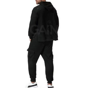Survêtements de détresse pour hommes, de couleur unie, à prix de gros, survêtements de quantité minimale de commande bas pour hommes. - Product Image 3