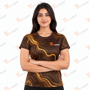 Women Sublimation T <b>Shirt</b> Custom All Over Graphic Sports Tee Fitness Training Activewear Performance <b>Shirt</b> OEM Supplier Factory - Product Image 3