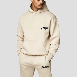 Ensemble de survêtements en polaire lourde pour hommes, XXL personnalisé, pantalon de survêtement à capuche, broderie en détresse, sérigraphie, logo d'hiver - Product Image 6